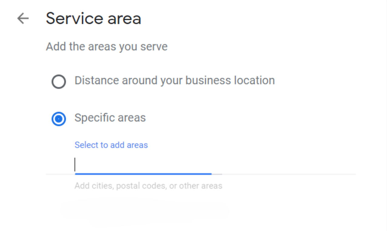 Set Up Google My Business Listing Step 4: Set Service Areas Screenshot