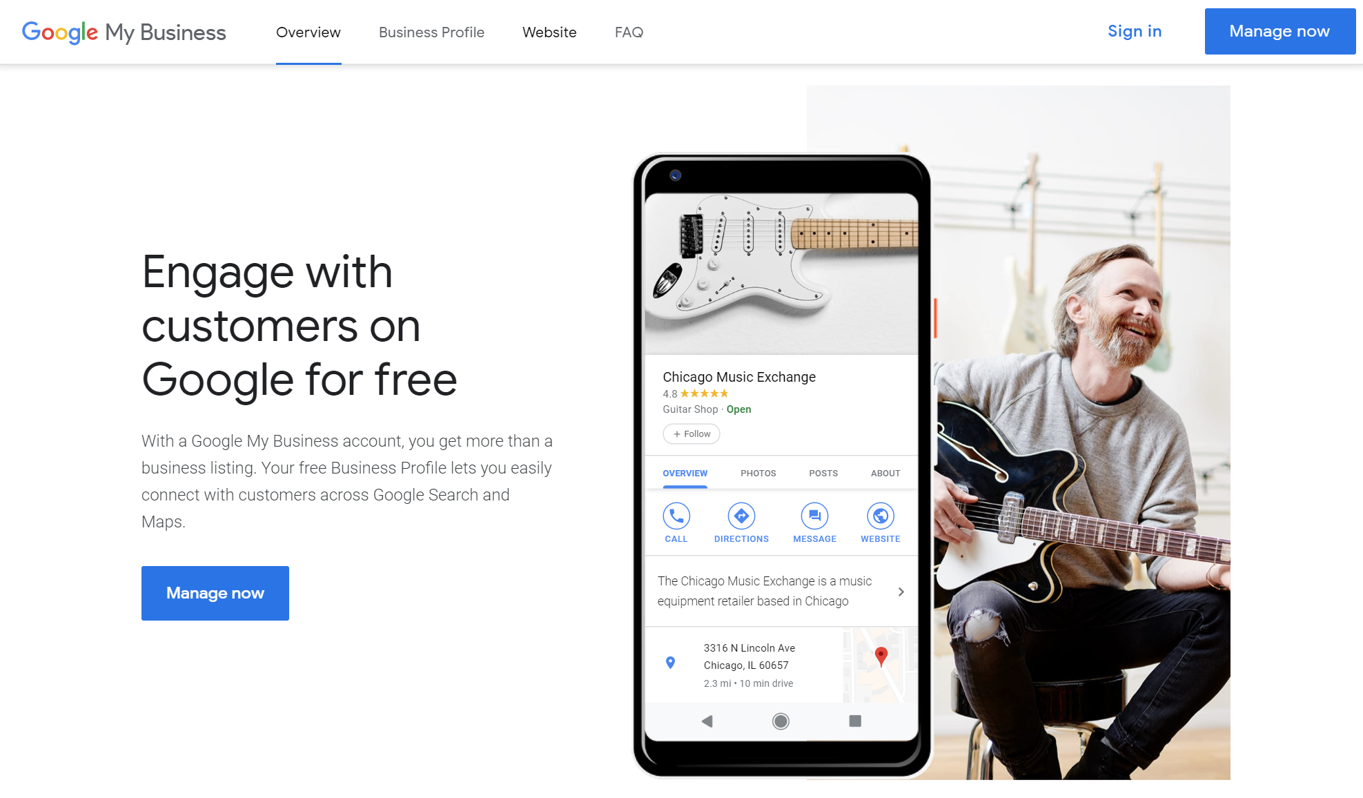 Google My Business Home Page Screenshot