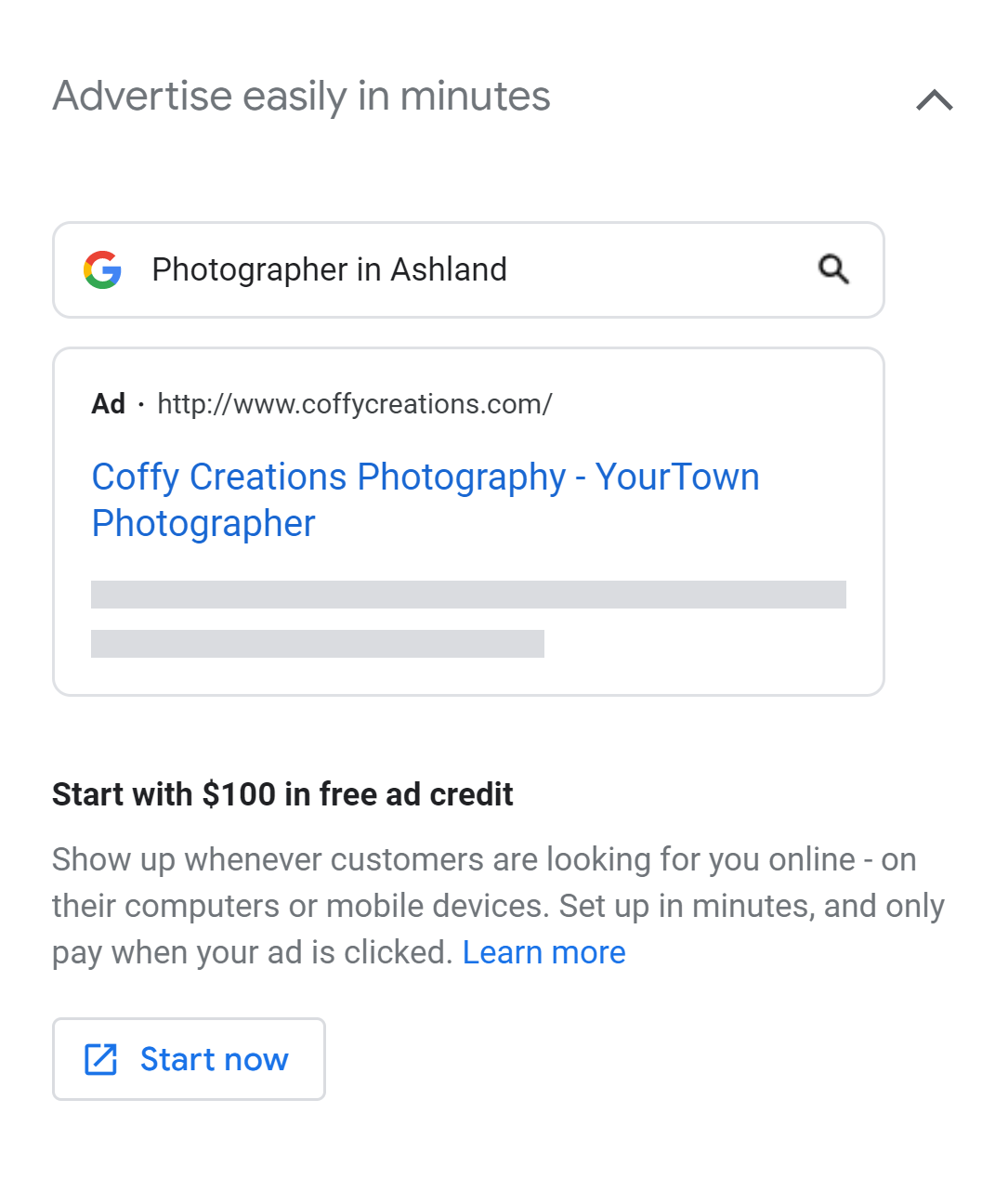 Google My Business Ads Discount Example